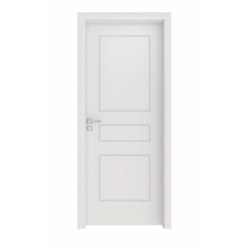Kit Porta De Madeira Com Friso Lugano 210x80cm Com Batente Ultra Coleção Premium Plus Famossul Branco