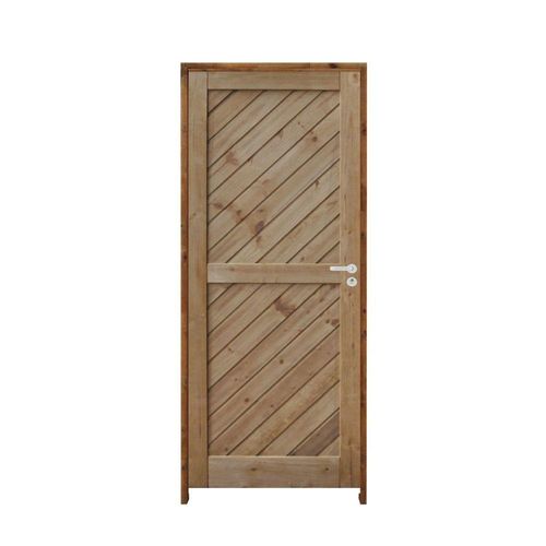 Porta Mexicana Diagonal Pinus 92 X 2.10 Batente Ecológico 14cm Fechadura Externa Lado Esquerdo - Rodam