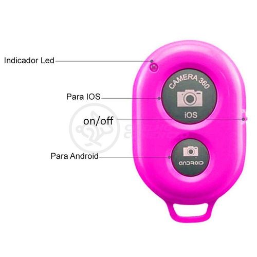 Controle Remoto Disparador Fotos Bluetooth Selfie Rosa Nº3