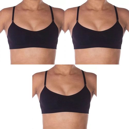 Kit 3 Tops Selene Regulável Sem Costura Feminino - Preto