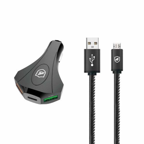 Kit Carregador Veicular Tank E Cabo Turbo Militar Micro Usb V8 - Gshield