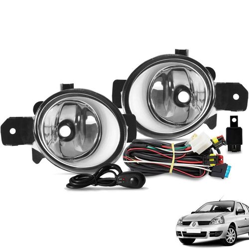 Kit Farol De Milha Clio 2003 A 2012 Botão Alternativo