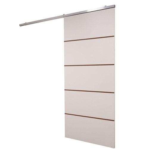 Porta De Correr Branco Prime Frisada Kit Alumínio F03 - 210x70