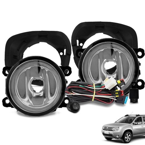 Kit Farol De Milha Logan Sandero Clio Duster Botão Tic Tac