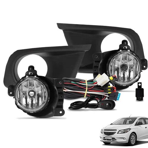 Kit Farol De Milha Onix Ls Joy 2017 A 2019 Botão Alternativo E Moldura Preto