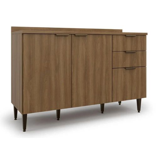 Balcão De Cozinha Paris 2 Portas 3 Gavetas Nogal Batrol Nogal