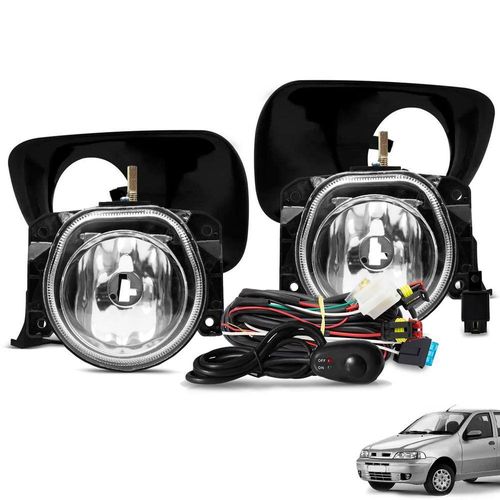 Kit Farol De Milha Palio Weekend Strada Trek 2001 A 2003 Botão Alternativo E Moldura