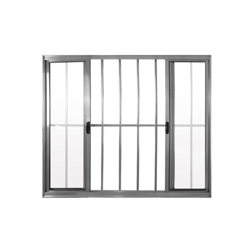 Janela 4 Folhas De Correr C/ Grade 1.00 X 1.00 Alumínio Brilhante Linha Modular - Hale
