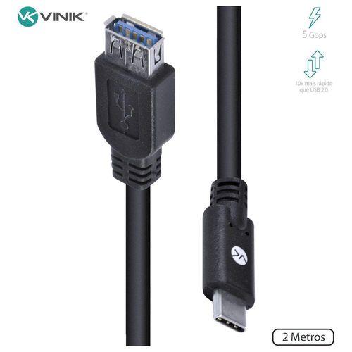Cabo Usb Tipo C Para Extensor Usb A Femea V3.2 Gen1 5Gbps 2 Metros - C32Uaf-2