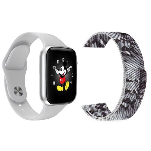 Kit 1 Smartwatch Branco + 1 Pulseira Extra Camuflada