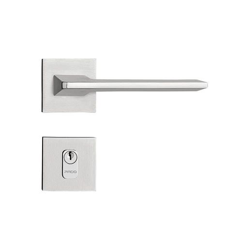 Fechadura Sara Cromado Acetinado Roseta Quadrada 40mm Pado Externa