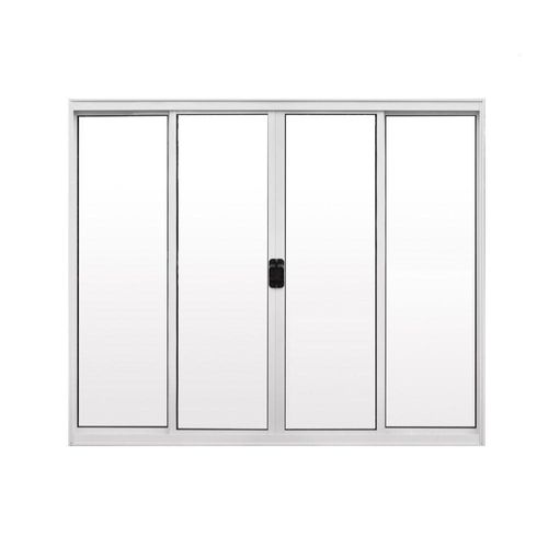 Janela 4 Folhas De Correr S/ Grade 1,00 X 2.00 Alumínio Branco Linha Modular - Hale