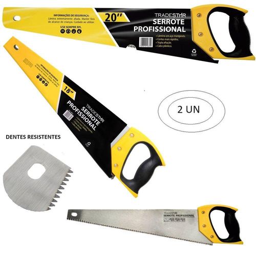 Kit 2 Serrote P- Madeira 18 E 20\'\' Cabo Emborrachado Tradestar