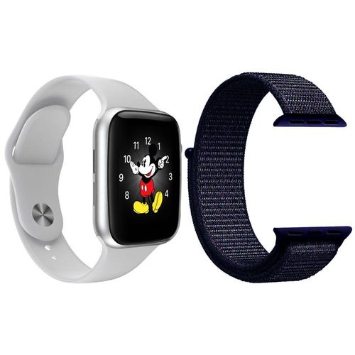 Kit 1 Smartwatch Ld5 Branco + 1 Pulseira Azul Meia Noite
