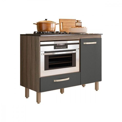 Balcão Cooktop Fit 4 Ou 5 Bocas E Forno Carvalho Nature