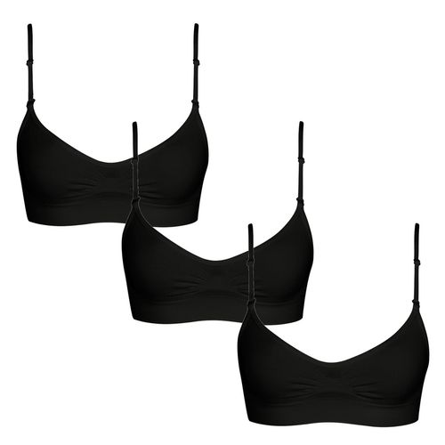 Kit 3 Tops Selene Regulável Sem Costura Feminino - Preto