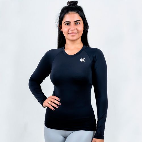 Camisa Térmica Esporte Legal Luar Manga Longa Feminina - Preto