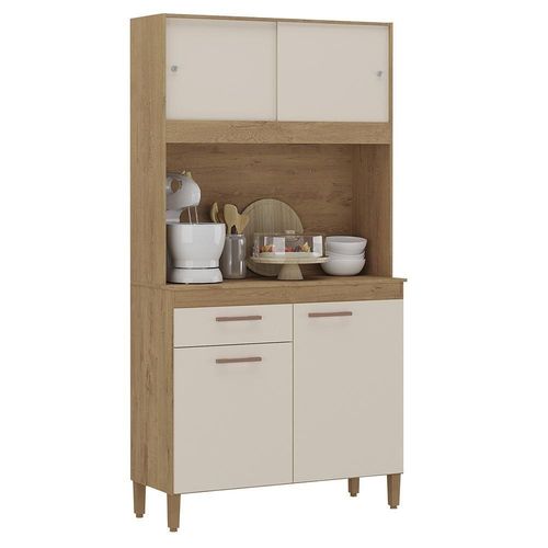 Armario Cozinha Ceara Com 4 Portas Canelato-off White Canelato-off White
