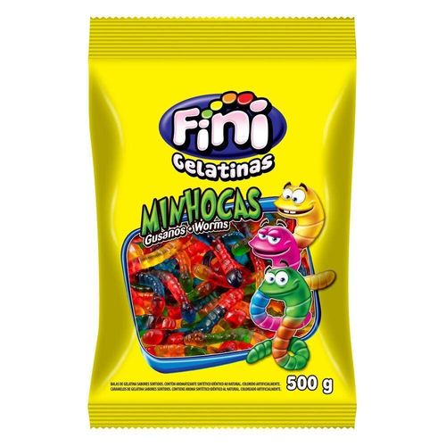 Balas Fini Gelatinas Minhocas Brilhos Pacotão 1Kg