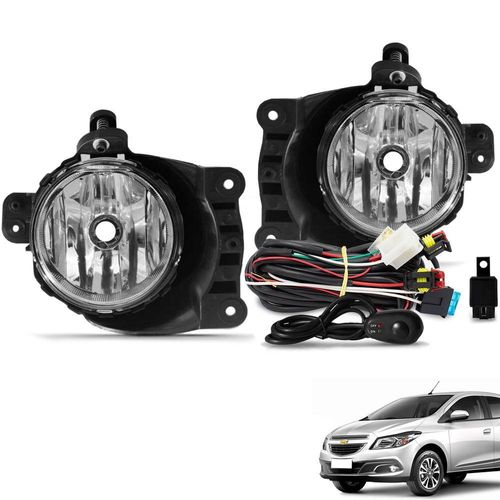 Kit Farol De Milha Onix Prisma Cobalt Spin Sonic Botão Universal