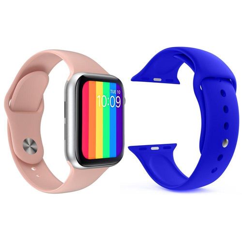 Kit 1 Smartwatch Iwo12 Lite Rosa + 1 Pulseira Azul Escuro