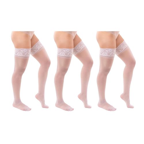 Kit 3 Pares de Meias 7/8 Selene Renda e Silicone Fio 15 Feminino