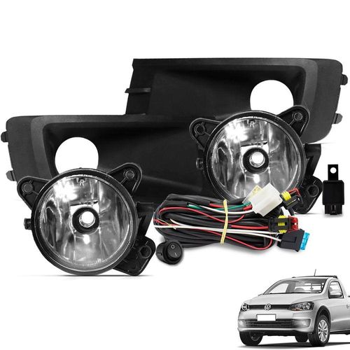 Kit Farol De Milha Saveiro G6 2014 A 2016 Botão Tic Tac Moldura Preta