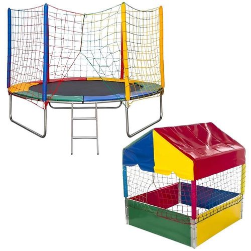 Kit Cama Elástica Pula Pula 3,05m 3m Grande + Piscina De Bolinhas 1,00m Infantil Playground
