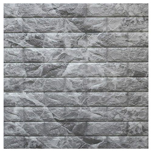 Placa Tijolos De Parede Papel Painel 3d Tijolo Cinza Auto Adesivo 77x70cm Revestimento Espuma Autocolante