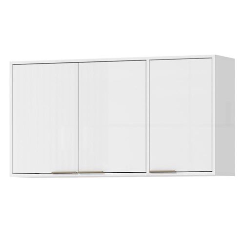 Armario Aereo 120 Cm Mdp 3 Portas Glor Agl04 Castanho Mxm Branco Neve