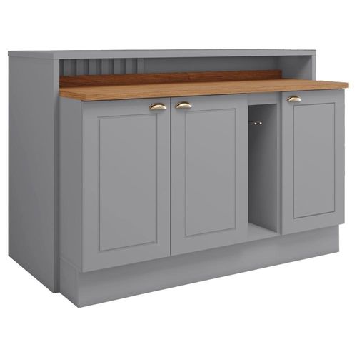 Bancada E Balcao Gourmet 146cm Americana Cinza Nature Henn