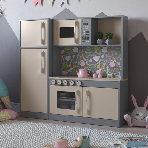 Cozinha Infantil Com Refrigerador México Cinza