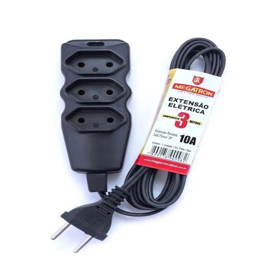 Extensao Cabo Pl 2x0,75 3 Metros Preta 98