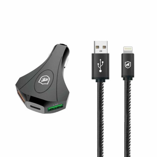 Kit Carregador Veicular Tank E Cabo Turbo Militar Lightning - Gshield