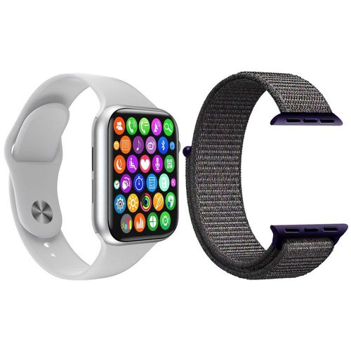 Kit 1 Smartwatch Iwo9 Branco + 1 Pulseira Extra Azul Marinho
