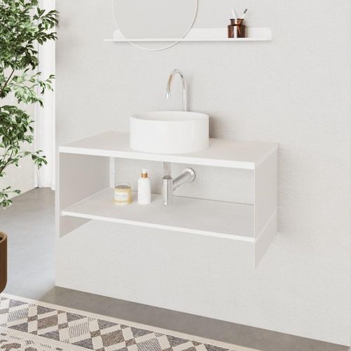 Gabinete Slide Flat Suspenso sem Portas sem Gavetas MDP e Aço 85CM Branco Compace