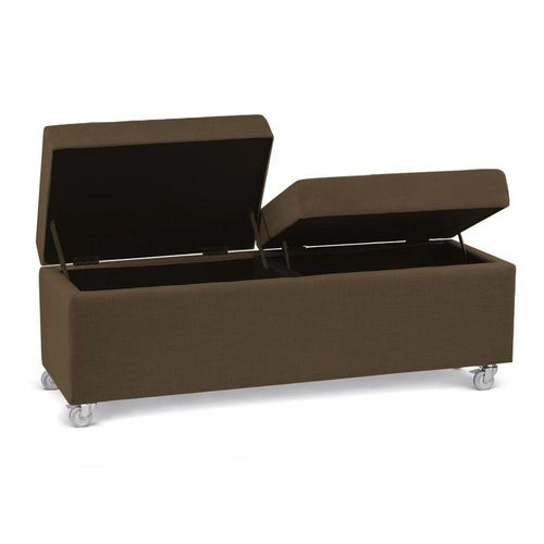 Recamier Madri 1,20m com Rodinhas Madeira Espuma Suede Marrom Inova Decor