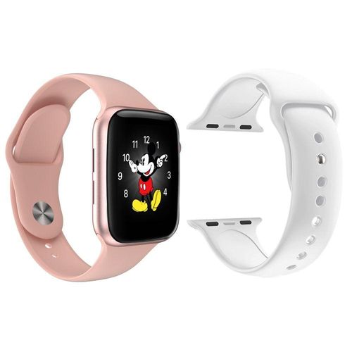 Kit 1 Smartwatch Ld5 Rosa + 1 Pulseira Extra Silicone Branco