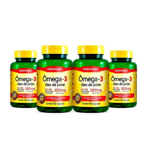 Kit 04 Omega 3 Oleo De Peixe 60 Capsulas 1000mg Maxinutri