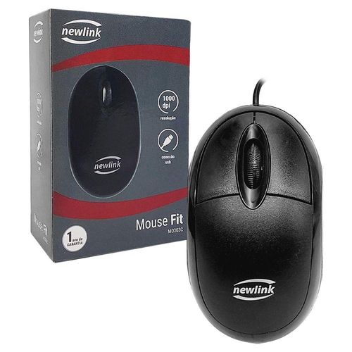 Mouse Newlink Fit, Usb, 1000dpi, Preto - Mo303c