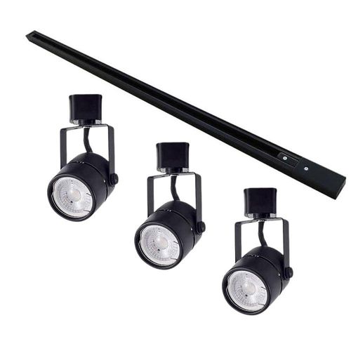 Kit Trilho Eletrificado 1m + 3 Spots Mr16 Gu10 - Nordecor Preto