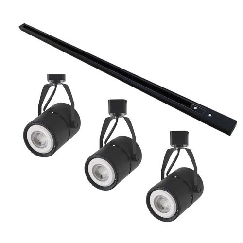 Kit Trilho Eletrificado 1m + 3 Spots Par20 - Nordecor Preto