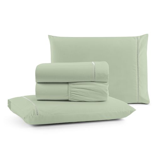 Jogo de Cama Lençol Egipicio Queen Micropercal 600 fios Macio 4 Peças - Verde Claro