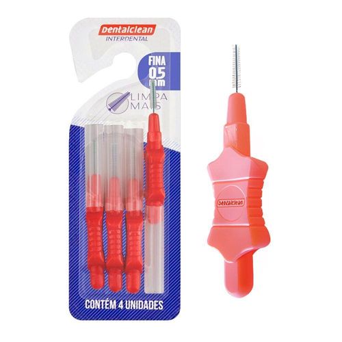 Kit Anual 4 Escovas Interdental Para Aparelho Cilindrica Fina 0,5mm Próteses Implantes Dentalclean