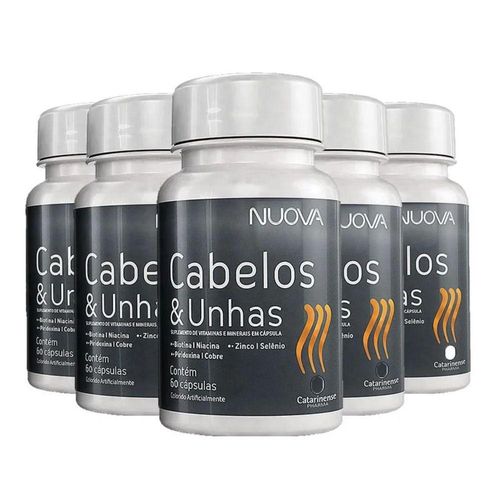 Kit 5 Nuova Cabelos E Unhas Biotina Catarinense 60 Cápsulas