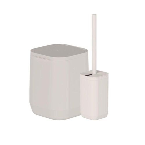 Kit Lixeira 6l + Escova Sanitária Suspensa Aura Bege Ou