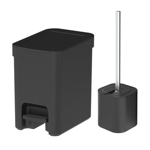 Kit Lixeira + Escova Sanitária Trium Preto