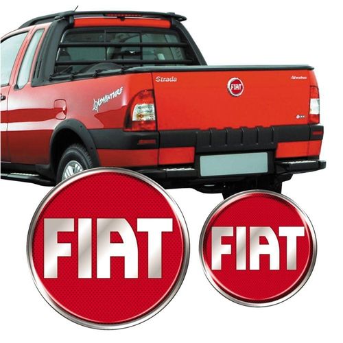 Emblema Tampa Traseira Fiat Strada 2005 Adesivo Vermelho Cor Vermelho