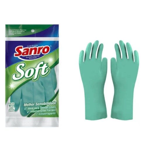 Luva Sanro Soft Verde Revestida Grande