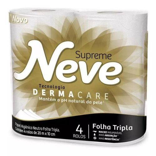Papel Higienico Neve Neutro Supreme Folhas Tripla Com 4 Unidades